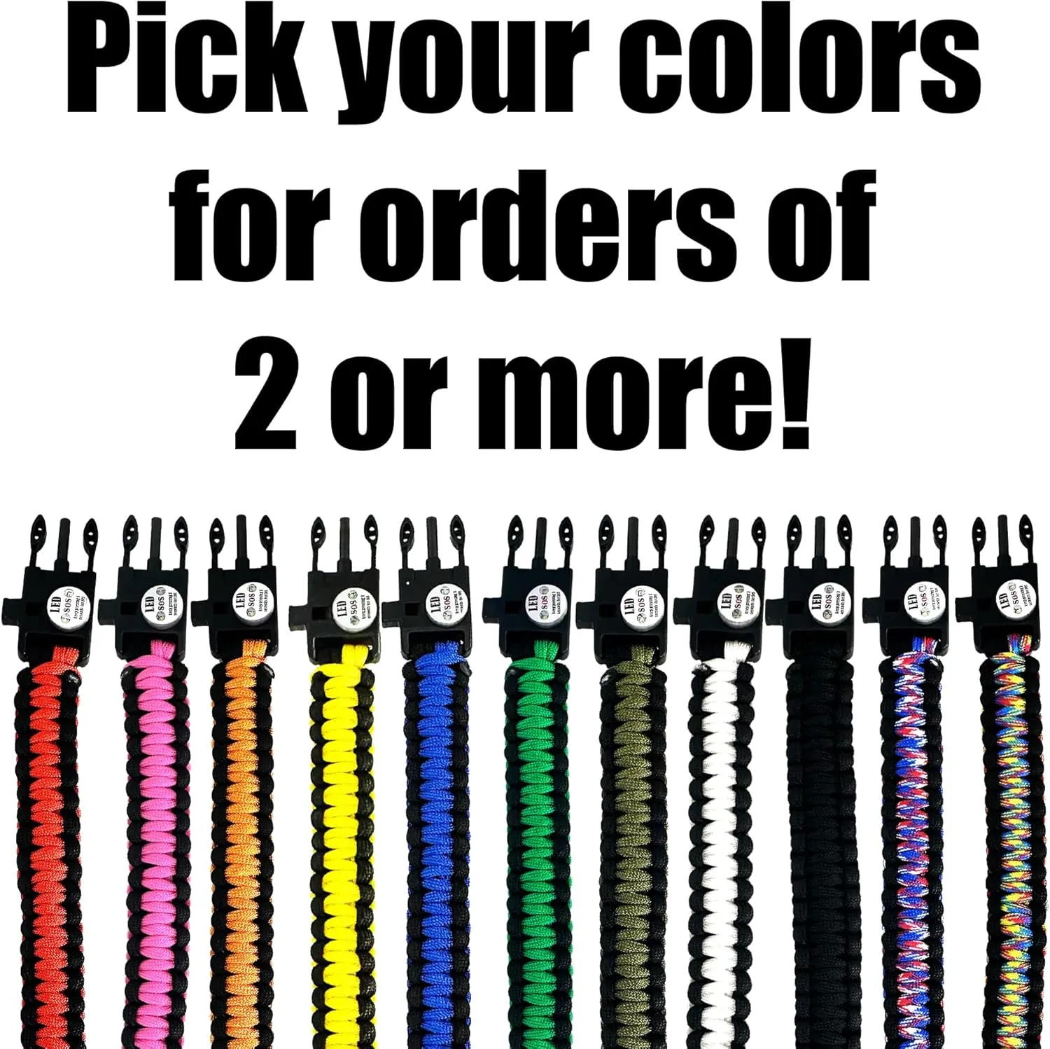 Spark and Shine Paracord Bracelet - Red Line - Bright LED SOS Light and Ferro Rod with Scraping Tool - Emergency Survival Whistle - 550 Paracord - Perfect Tool for The Outdoors (5)