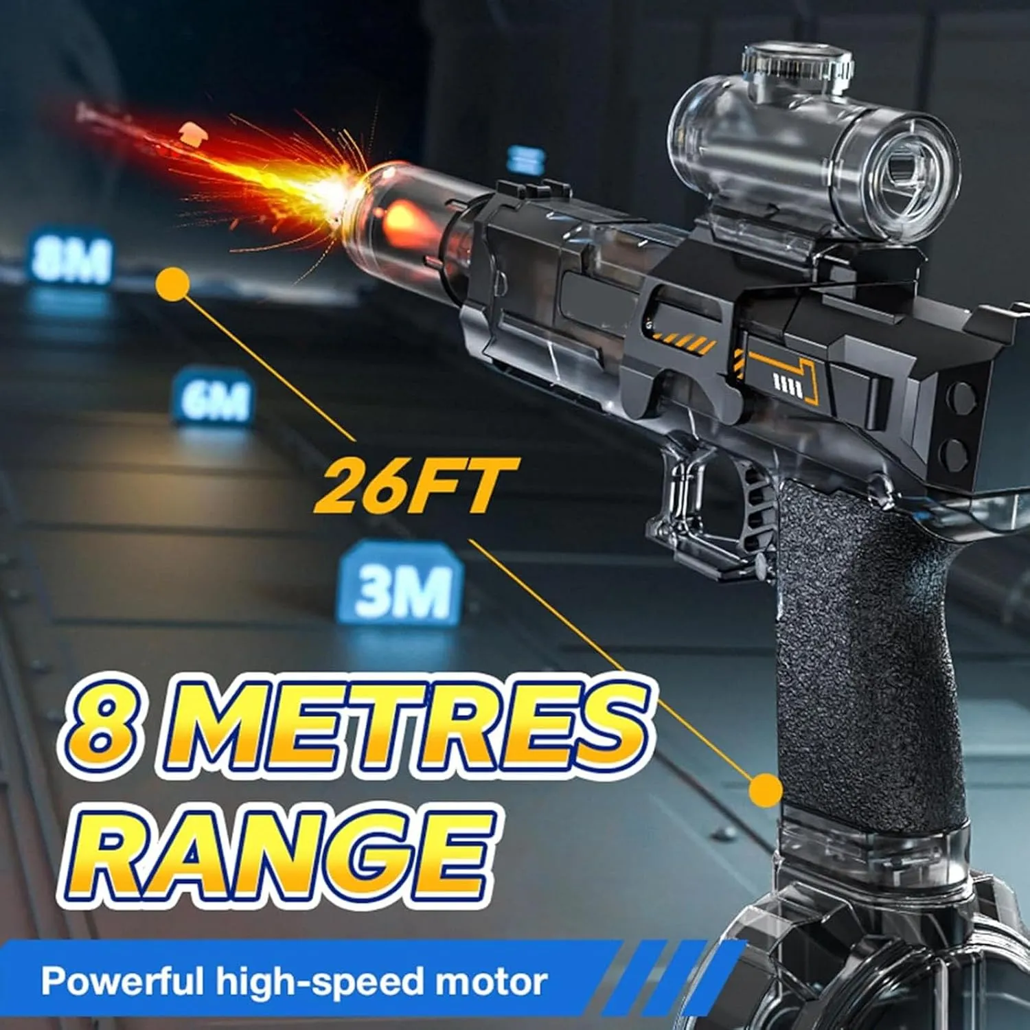 Splasher X Water Gun, Splasher X Water Blaster Gun, Blazerat Auto Water, Electric Water Blaster with Led Lights, Realistic Automatic Super Squirt Gun with Long Range Watergun (2pcs-C)