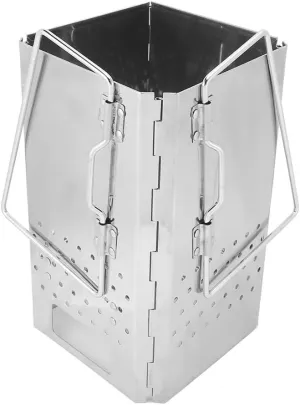 Stainless Steel Barbecue Camp Stove, Portable Charcoal Firewood Stove for Camping Garden Outdoor Foldable Grill with Side Handle Design for Backpacking Hiking Camping Cooking