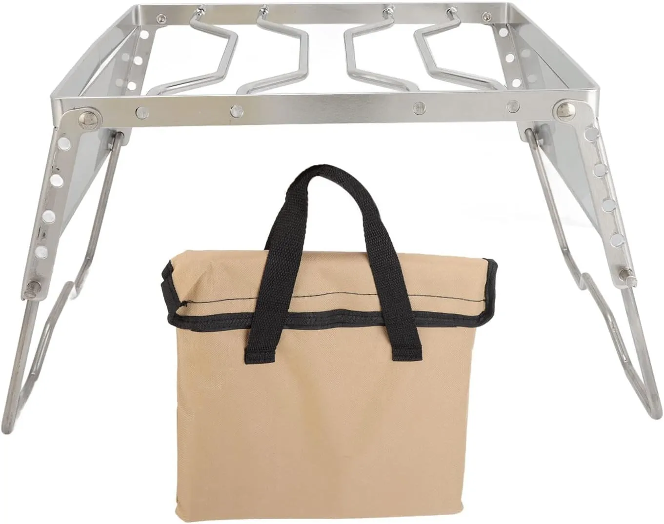 Stainless Steel Foldable Stove Rack - Portable Camping Cooking Stand with Adjustable Height & 10kg Capacity
