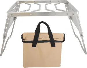 Stainless Steel Foldable Stove Rack - Portable Camping Cooking Stand with Adjustable Height & 10kg Capacity
