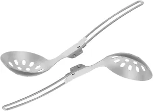 Stainless Steel Outdoor Tableware Set Folding Ladle Pasta Spoon Cooking Utensil Camping Essential Skimmer Strainer Soup Spoon