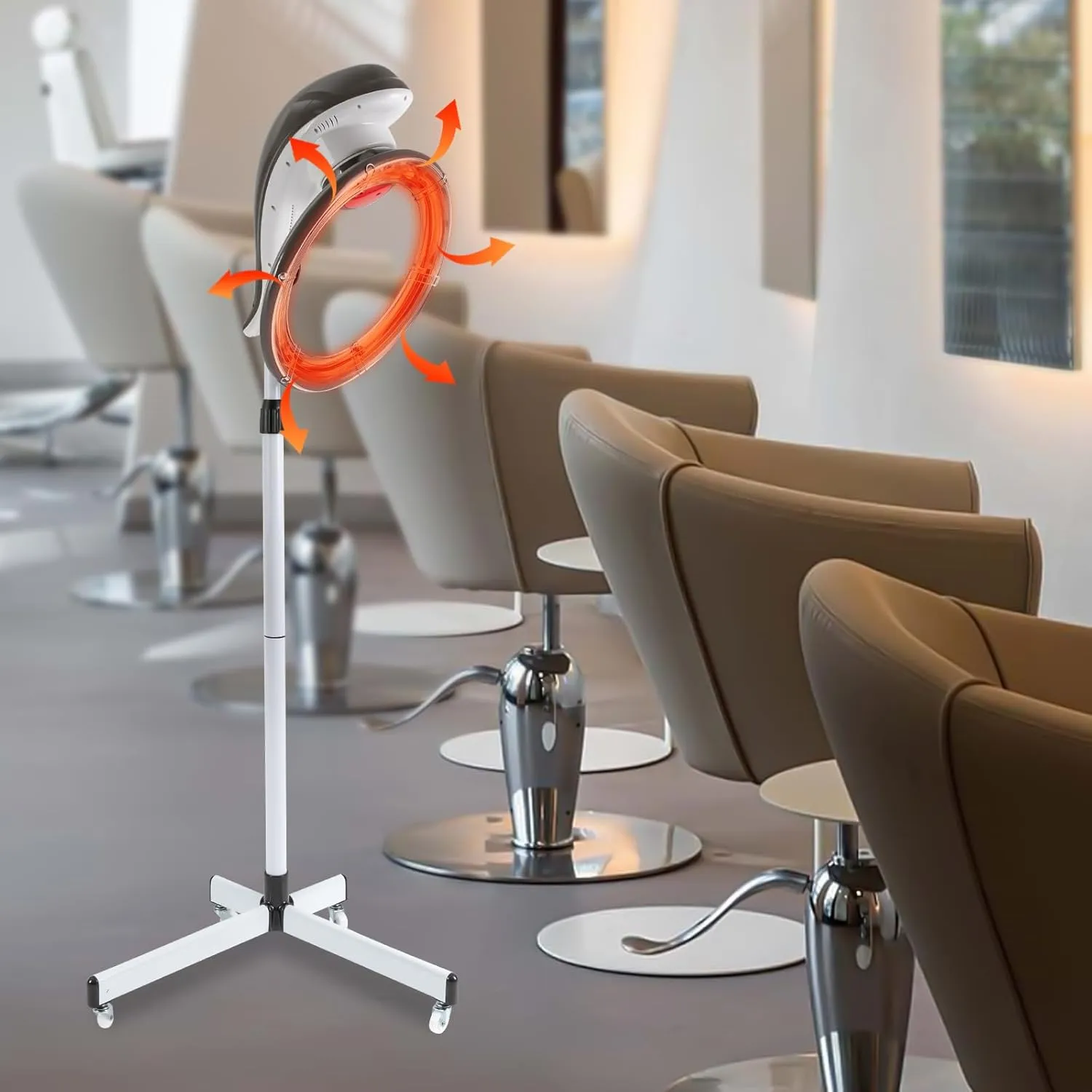 Stand Hair Dryer, 950W Professional Hairdryer Height Adjustable Stand Up Hair Dryer, 360° Orbiting Rotating Hair Processor, Salon Standing Hair Dryer with Wheels for Beauty Salon Home Spa (Grey)