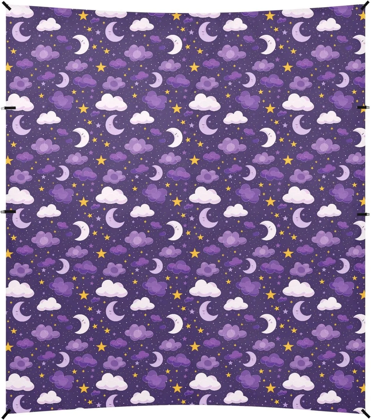 Stars Moon Cloud Design Amethyst Beach Tent UPF50  Lightweight Large Sun Shelter with Sandbags, Sand Shovel, Poles for Family Trips, Picnics & Camping