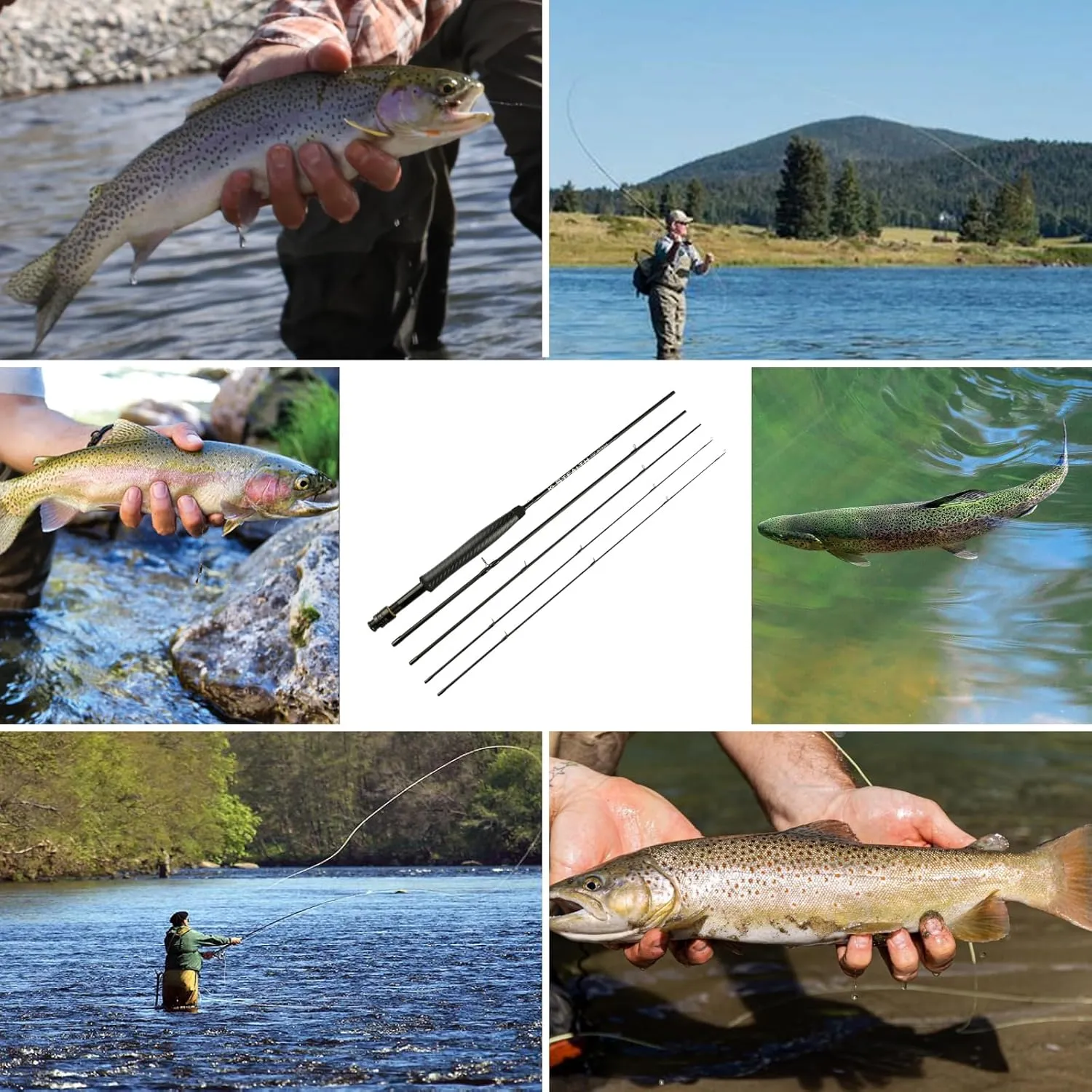 Stealth Fly Fishing Rod Combo Starter Kit, 30T Carbon Fiber Graphite Fly Rods with Die-cast Aluminum Reel and Fly Fishing Accessories