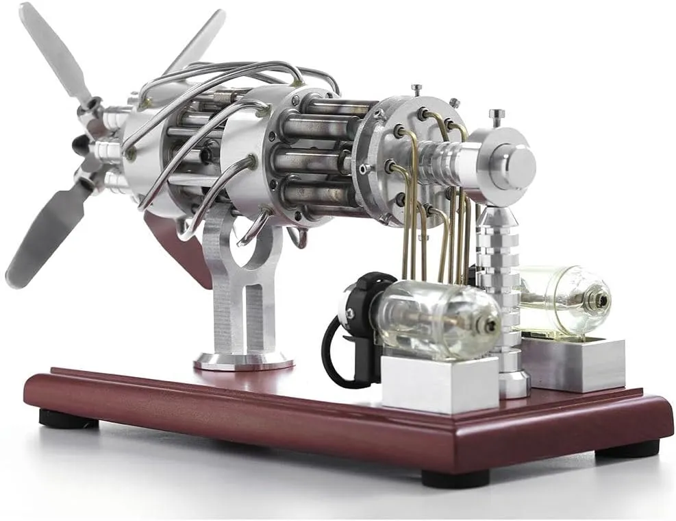 Stirling Engine Generator Model, 16 Cylinders Swash Plate Hot-air Stirling Engine Model, Educational Toy for Adults and Teens - Silver, Type 2, 597817B069FUQIS9