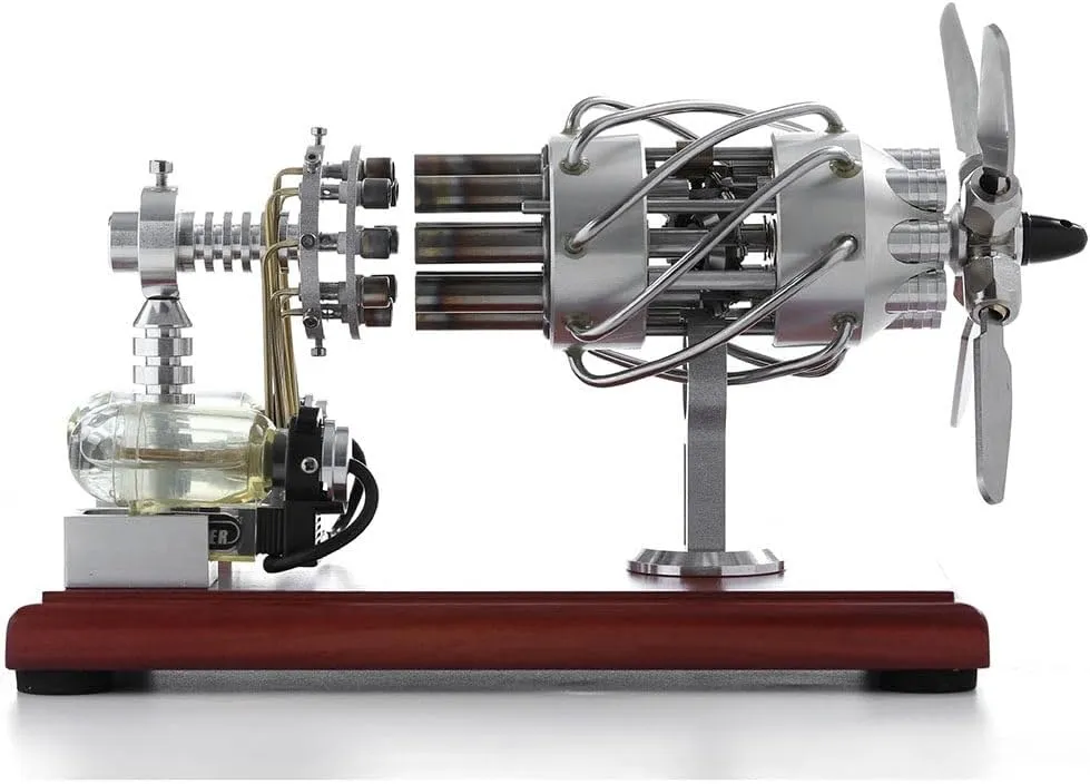 Stirling Engine Generator Model, 16 Cylinders Swash Plate Hot-air Stirling Engine Model, Educational Toy for Adults and Teens - Silver, Type 2, 597817B069FUQIS9