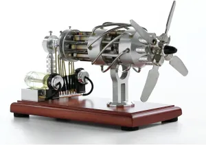 Stirling Engine Generator Model, 16 Cylinders Swash Plate Hot-air Stirling Engine Model, Educational Toy for Adults and Teens - Silver, Type 2, 597817B069FUQIS9