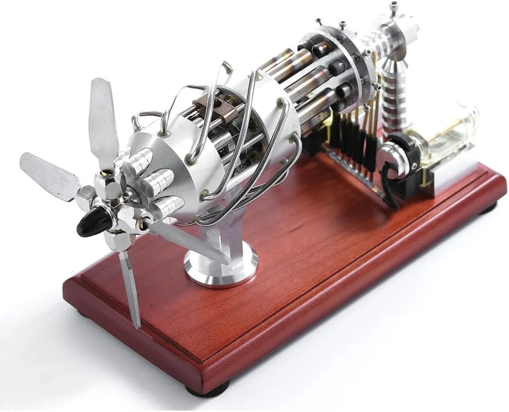Stirling Engine Generator Model, 16 Cylinders Swash Plate Hot-air Stirling Engine Model, Educational Toy for Adults and Teens - Silver, Type 2, 597817B069FUQIS9