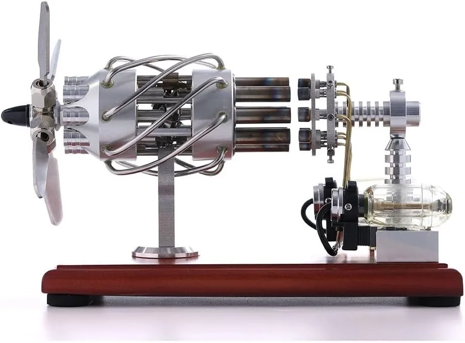 Stirling Engine Generator Model, 16 Cylinders Swash Plate Hot-air Stirling Engine Model, Educational Toy for Adults and Teens - Silver, Type 2, 597817B069FUQIS9