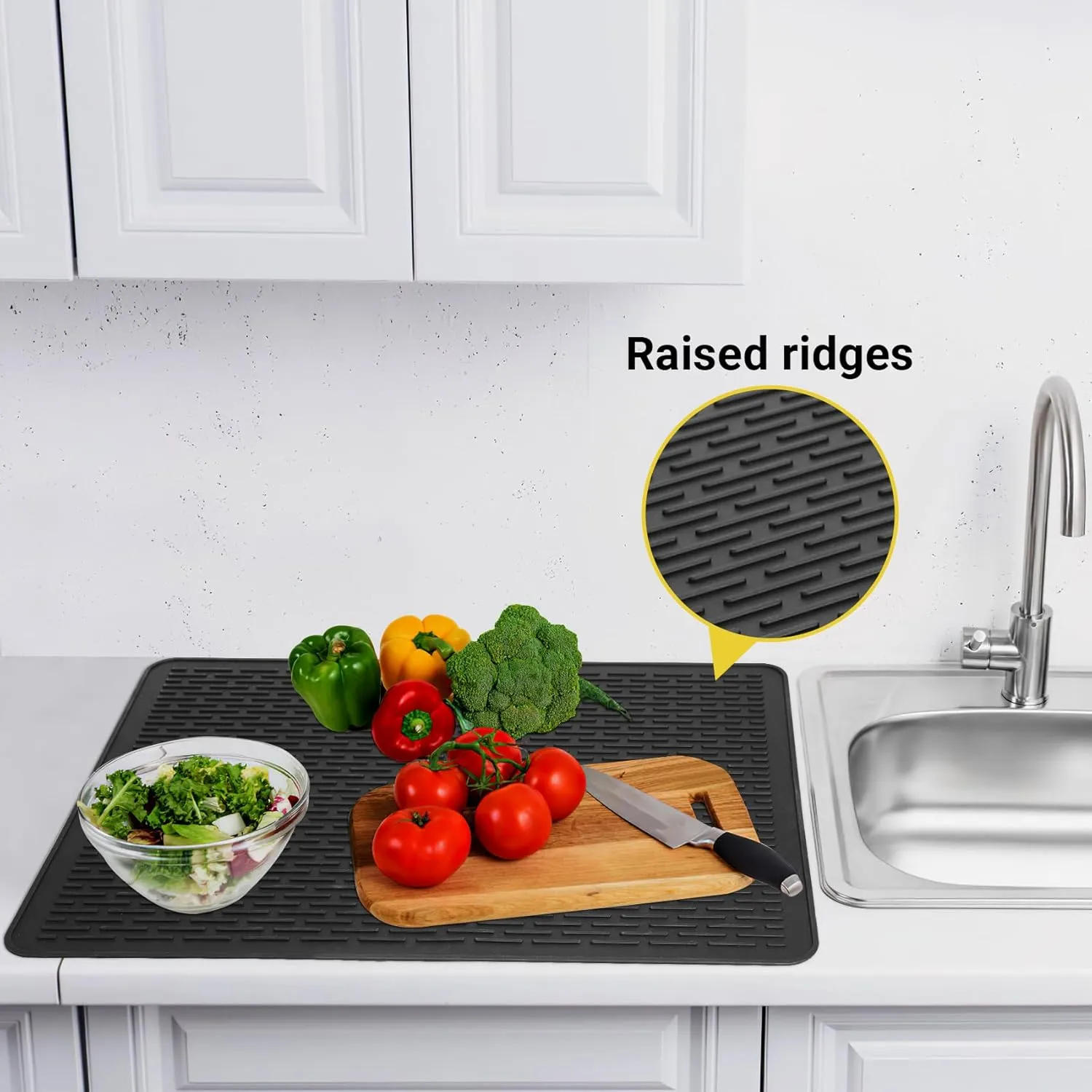 Stove Top Covers for Gas Burners - 36" x 21" Silicone Stove Mat for Electric Stove, Stove Guard Silicone Mats for Kitchen Counter Heat Resistant Glass Cooktop Cover,Dish Drying Mats for Kitchen-Black