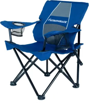STRONGBACK Prodigy - Kids Folding Heavy Duty Camping Chair with Lumbar Supportive Ergonomics and Portable Carry Bag, Navy Blue