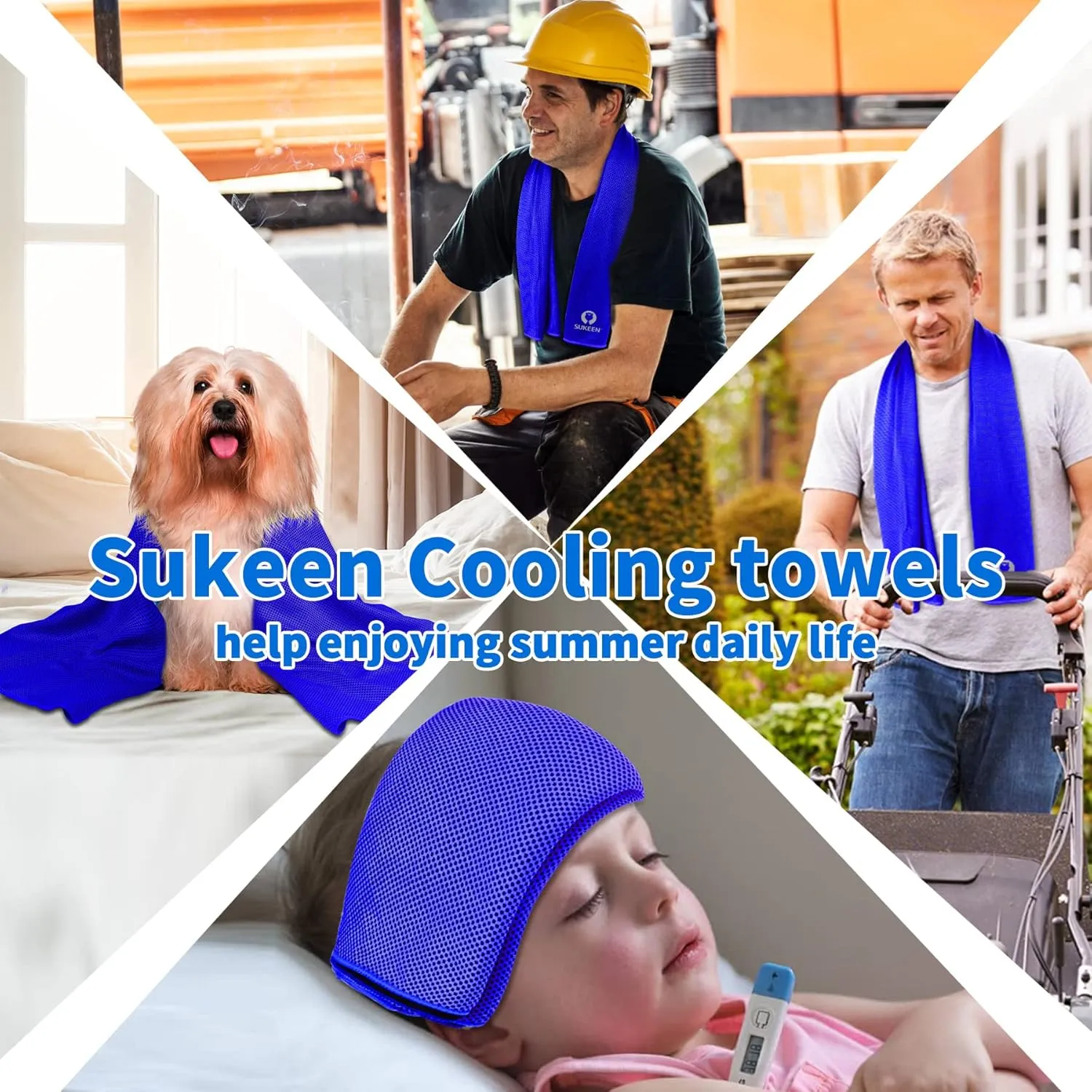 Sukoon Cooling Towel - Bulk Chilly Ice Towel (40"x12"), Soft Microfiber for Yoga, Sport, Running, Gym, Camping & More Activities