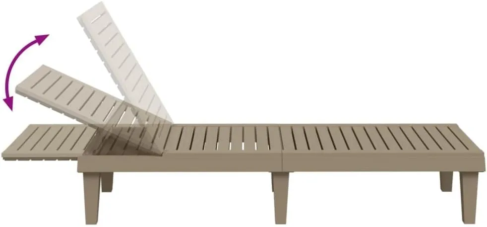 Sun Lounger Light Brown 61"x22.8"x32.7" Polypropylenetanning Chair Camping Chairs Recliner Patio Suitable for Garden Courtyard