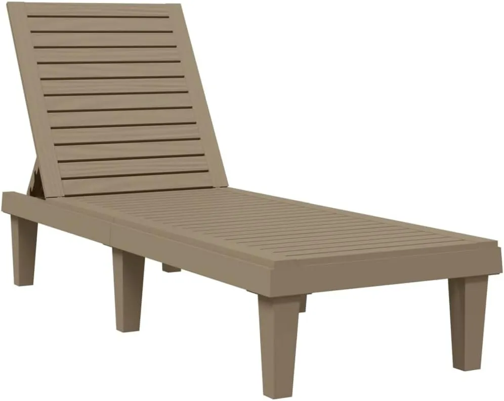 Sun Lounger Light Brown 61"x22.8"x32.7" Polypropylenetanning Chair Camping Chairs Recliner Patio Suitable for Garden Courtyard