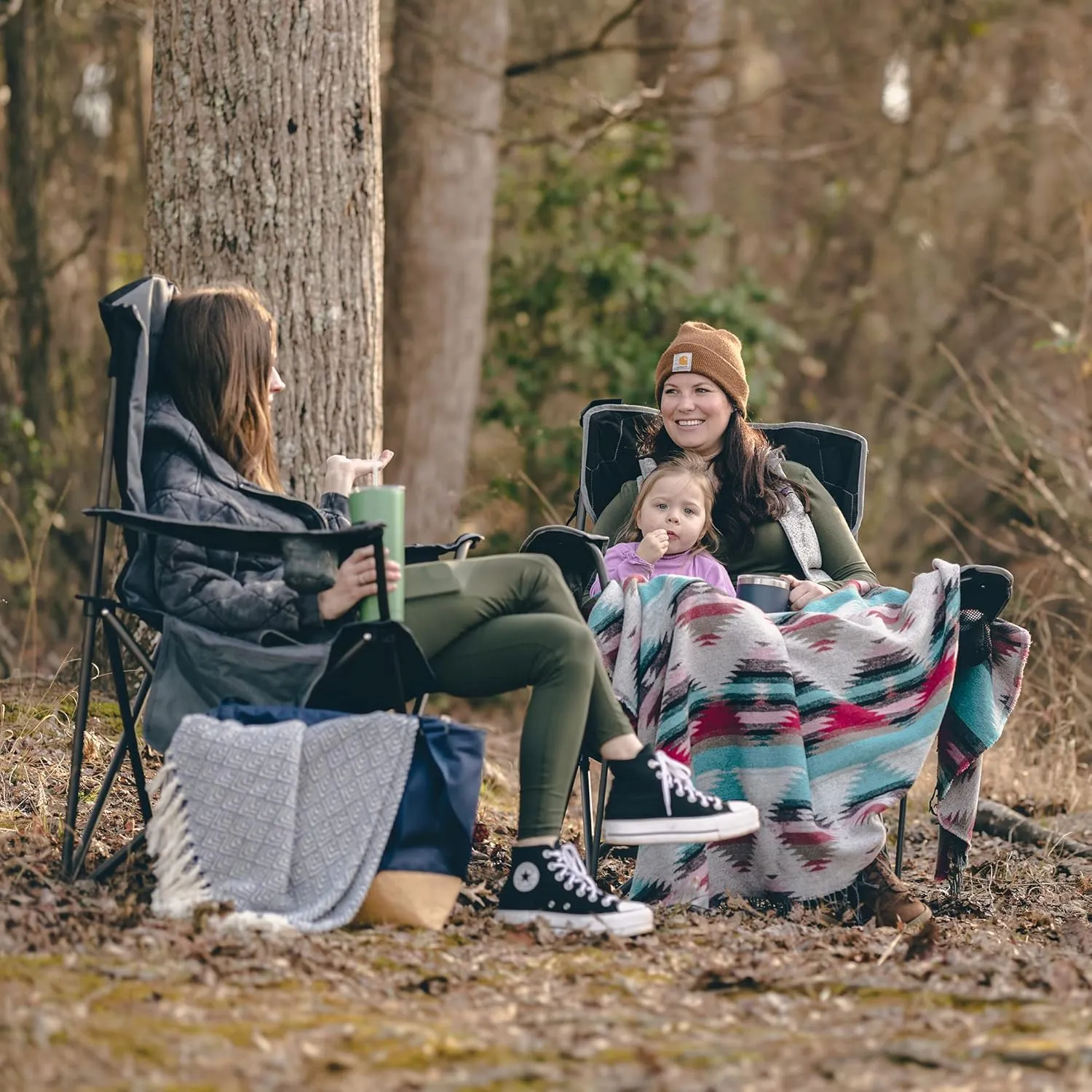 SUNNYFEEL XXL Oversized Camping Chair Heavy Duty 500 LBS for Big Tall People Above 6'4 Padded Portable Folding Sports Lawn Chairs with Armrest Cup Holder & Pocket for Outdoor/Travel/Picnic/Camp