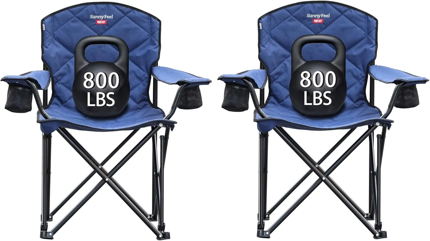 SUNNYFEEL XXL Oversized Camping Chair Heavy Duty 500 LBS for Big Tall People Above 6'4 Padded Portable Folding Sports Lawn Chairs with Armrest Cup Holder & Pocket for Outdoor/Travel/Picnic/Camp
