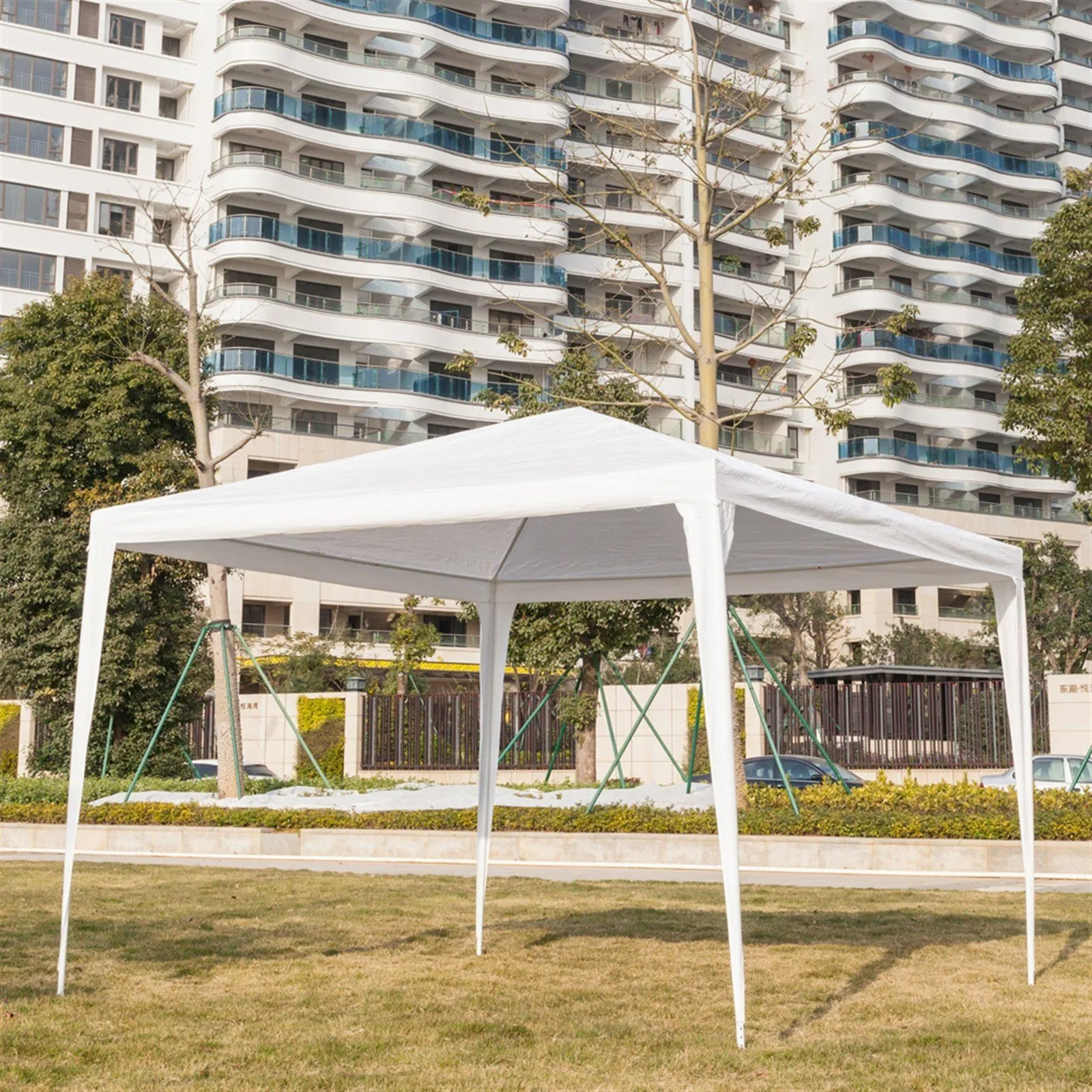 SUPERHOMUSE 3 x 3m Three Sides Waterproof Tent with Spiral Tubes White