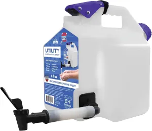 Surecan Portable Camping Water Station - Durable 2 Gallon Water Storage Utility Tank with Spigot, Ideal Camping Water Container (White, SUR2SU1)