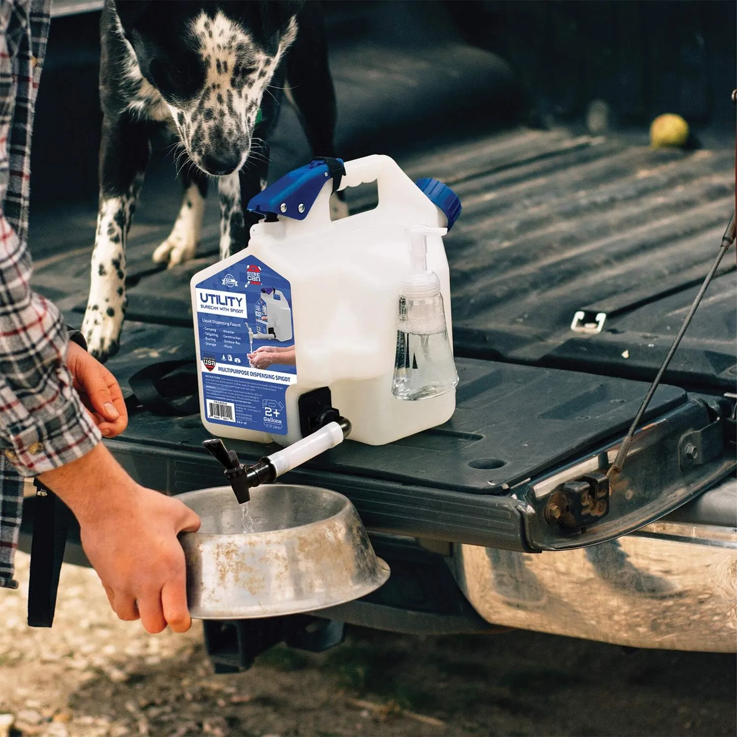 Surecan Portable Camping Water Station - Durable 2 Gallon Water Storage Utility Tank with Spigot, Ideal Camping Water Container (White, SUR2SU1)