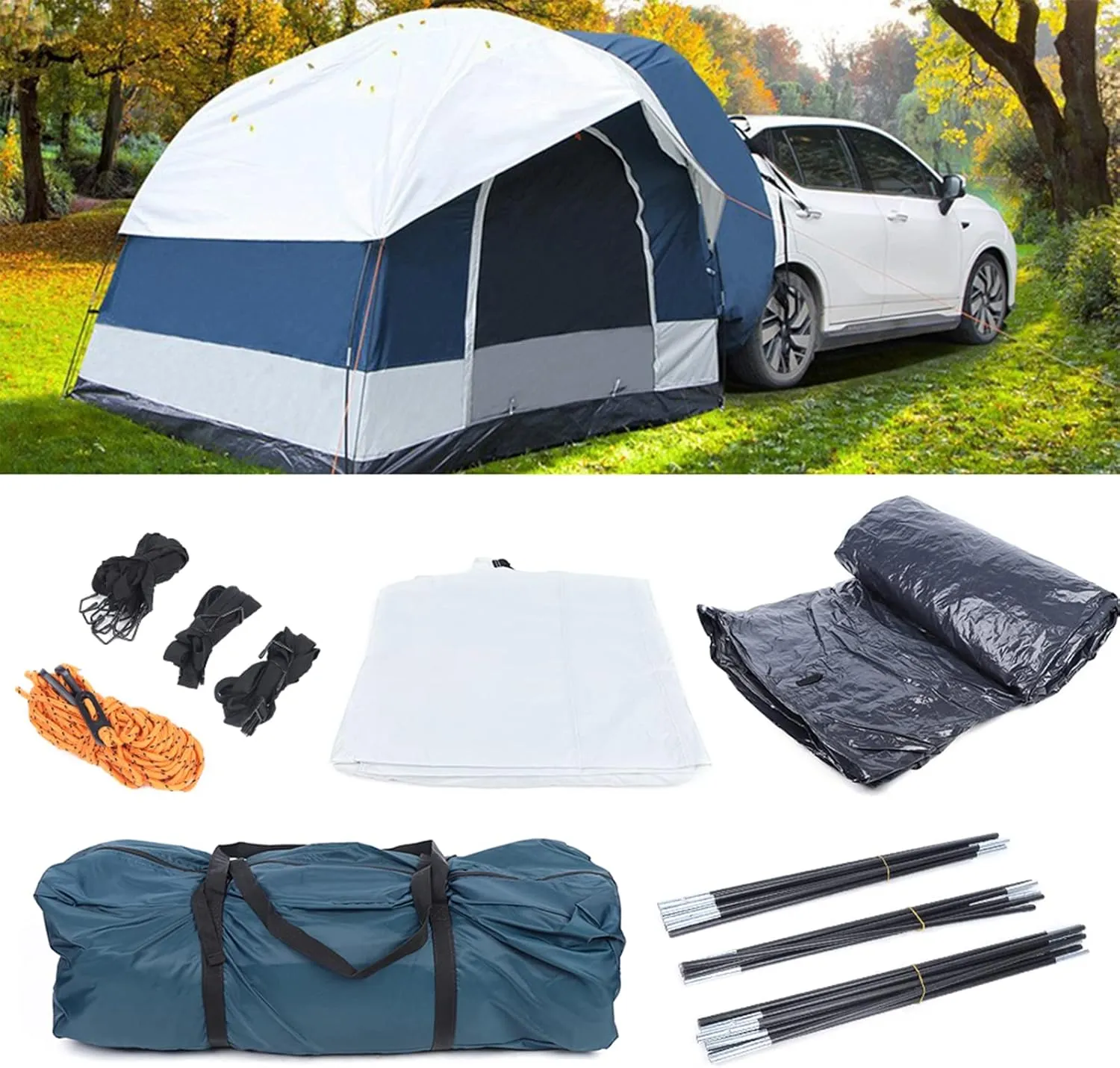 SUV Tent for Camping, Outdoor Car Tent, 4 Person Car Camping Tent, Car Trunk Tent, Easy Setup Tent, Large Space, for Mountaineering, Fishing, Wild Survival, Adventure, 250 * 250 * 200cm
