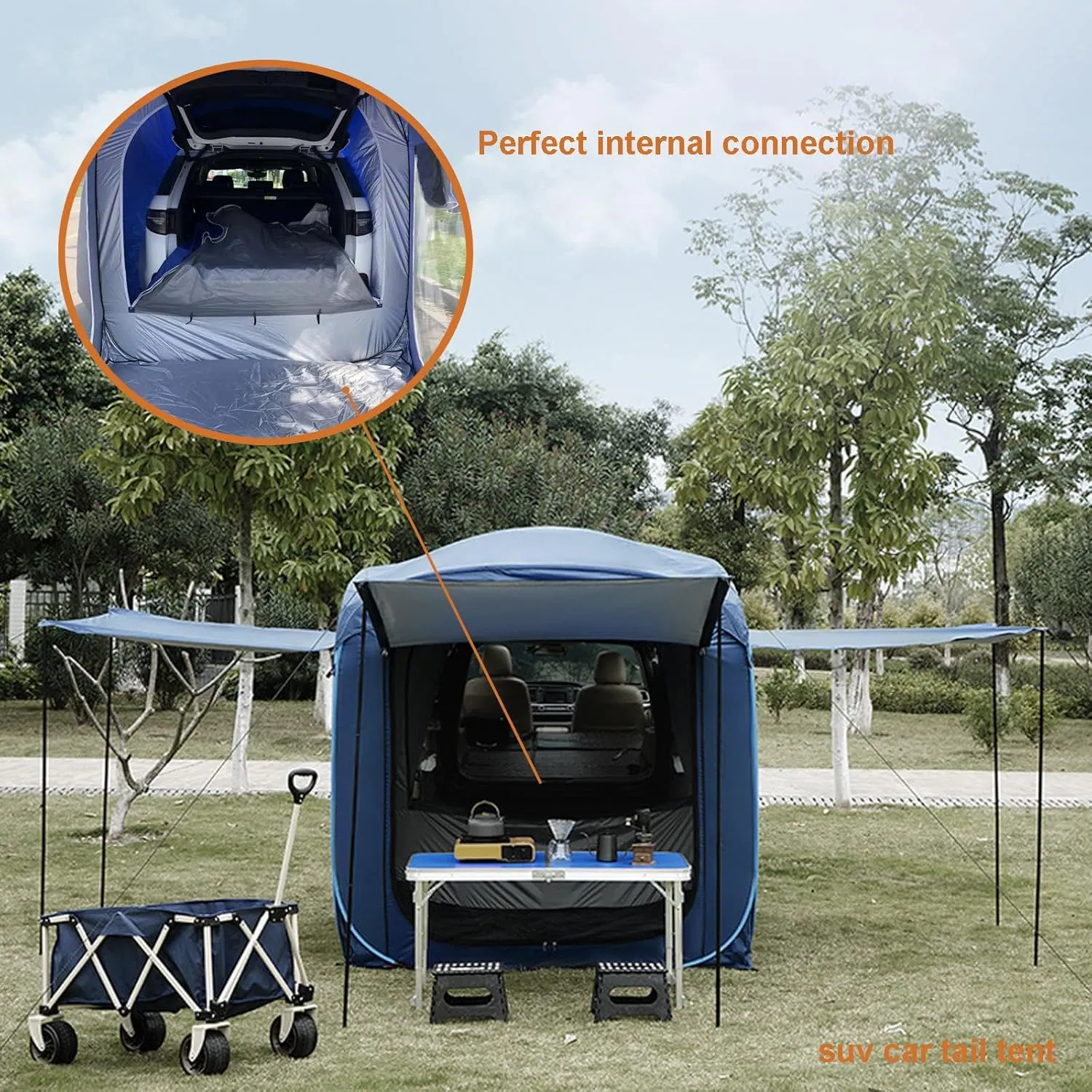 SUV Tents for Camping Camping Accessories Car Awning SUV Tailgate Tent pop-up Camping Tent 4-6 Person Universal Waterproof Outdoor Travel