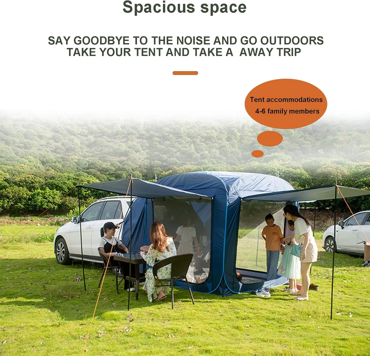 SUV Tents for Camping Camping Accessories Car Awning SUV Tailgate Tent pop-up Camping Tent 4-6 Person Universal Waterproof Outdoor Travel