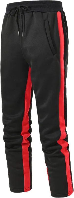 Sweatpants for Men Contrasting Color Straight Leg Lace Up Track Pants Loose Fit Casual Sport Fitness Trousers