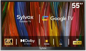 SYLVOX Outdoor TV, 55 inch Smart TV Waterproof Outdoor TVs, 4K Weatherproof Television for Outside, Support Google Assistant, Chromecast, 1000 nit Brightness Partial Sun (Deck Pro 2.0/2024)