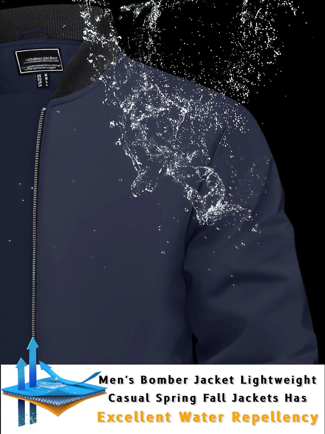 TACVASEN Men's Lightweight Jacket Spring Bomber Fall Windbreaker Casual Stylish Coats with Pockets