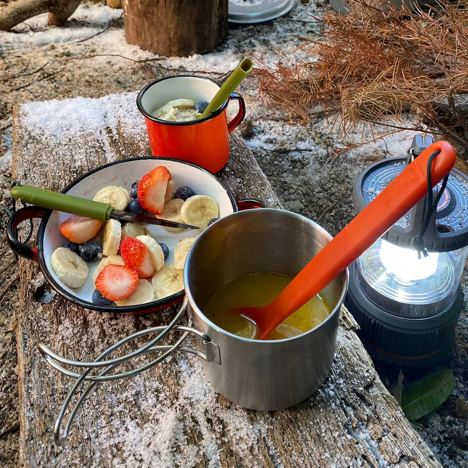Tapirus Spork Tactical Orange | BPA Free Spoon Fork, Stainless Steel Knife and Fire Starter | 3 in 1 multipurpose utensil | Outdoor hiking, camping & backpacking gear | Fit for MRE