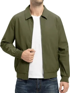TBMPOY Mens Lightweight Jackets Casual Stylish Windbreakers for Men Light Track Jacket Laydown Collar Fall Golf Coats