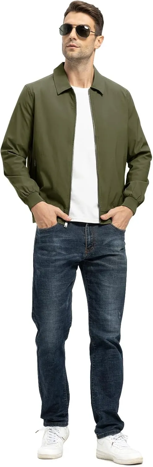 TBMPOY Mens Lightweight Jackets Casual Stylish Windbreakers for Men Light Track Jacket Laydown Collar Fall Golf Coats