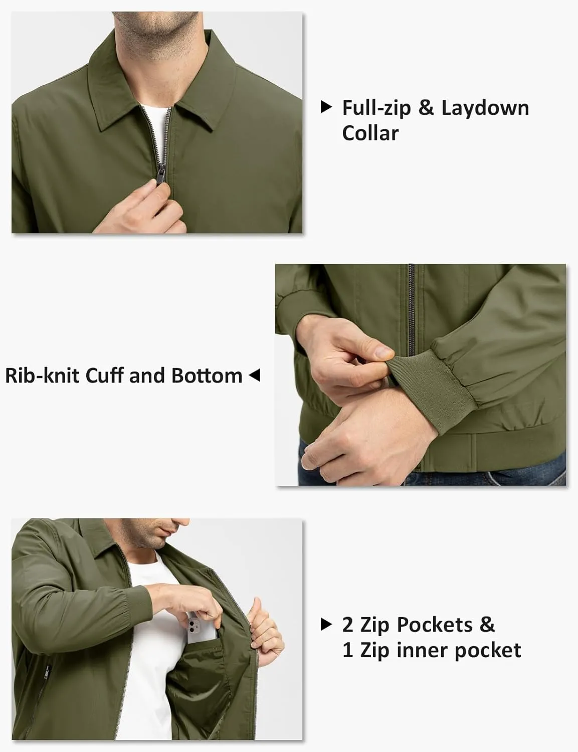 TBMPOY Mens Lightweight Jackets Casual Stylish Windbreakers for Men Light Track Jacket Laydown Collar Fall Golf Coats