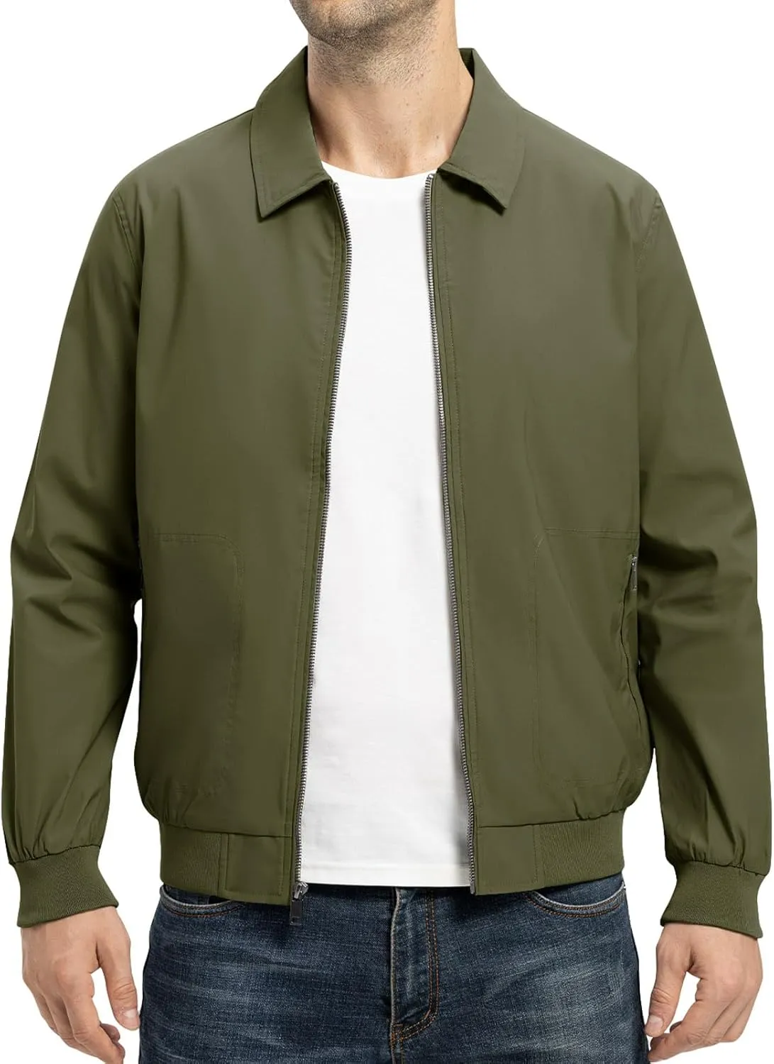 TBMPOY Mens Lightweight Jackets Casual Stylish Windbreakers for Men Light Track Jacket Laydown Collar Fall Golf Coats