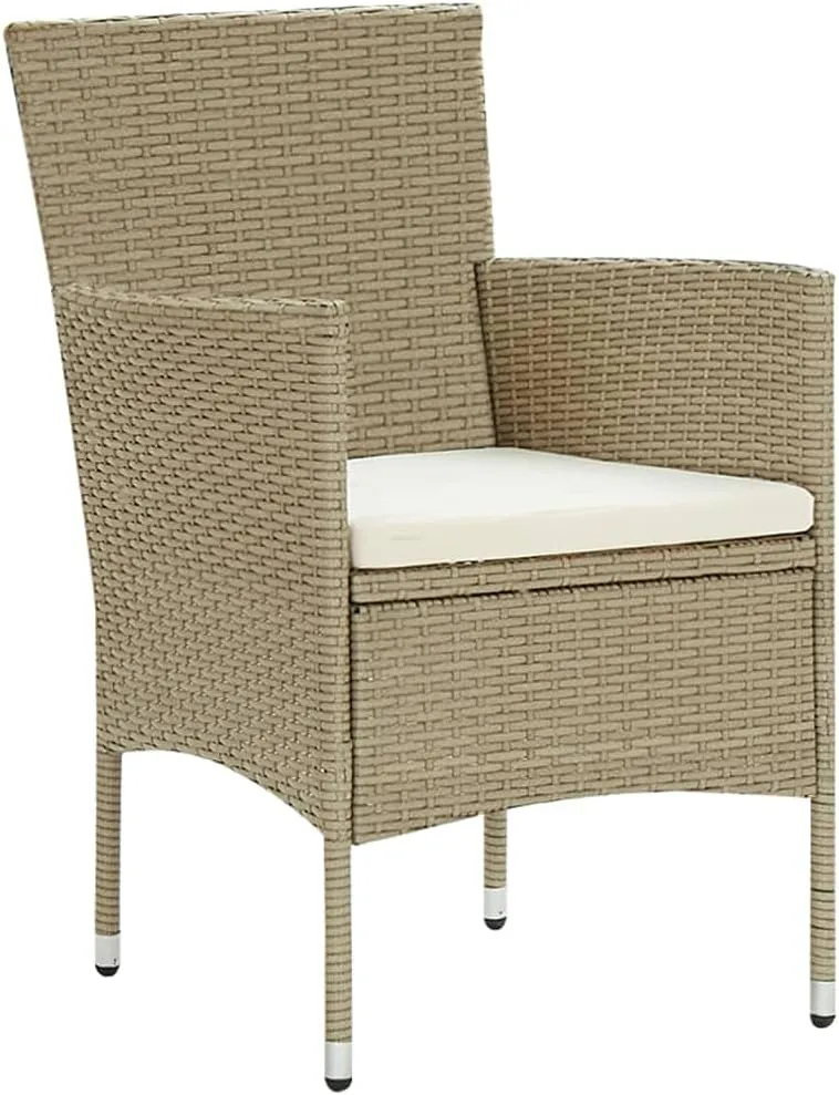 Teak Outdoor Furniture,fire Pit Chairs,Living Room Furniture,Patio Dining Chairs 4 pcs Poly Rattan BeigeFor Gardens, patios, Balconies
