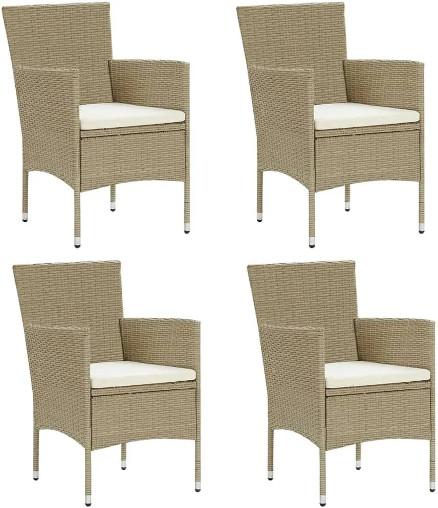 Teak Outdoor Furniture,fire Pit Chairs,Living Room Furniture,Patio Dining Chairs 4 pcs Poly Rattan BeigeFor Gardens, patios, Balconies
