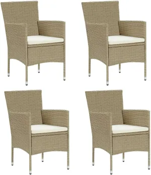 Teak Outdoor Furniture,fire Pit Chairs,Living Room Furniture,Patio Dining Chairs 4 pcs Poly Rattan BeigeFor Gardens, patios, Balconies