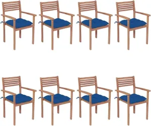 Teak Outdoor Furniture,fire Pit Chairs,Living Room Furniture,Stackable Patio Chairs with Cushions 8 pcs Solid Teak WoodFor Gardens, patios, Balconies