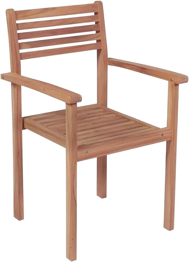 Teak Outdoor Furniture,fire Pit Chairs,Living Room Furniture,Stackable Patio Chairs with Cushions 8 pcs Solid Teak WoodFor Gardens, patios, Balconies