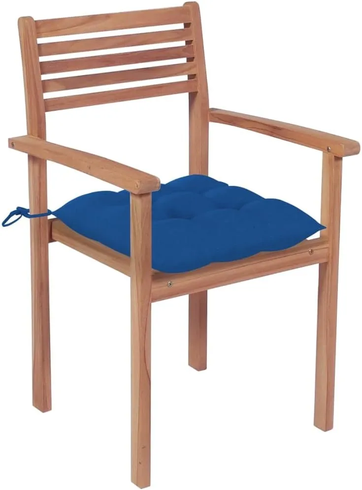 Teak Outdoor Furniture,fire Pit Chairs,Living Room Furniture,Stackable Patio Chairs with Cushions 8 pcs Solid Teak WoodFor Gardens, patios, Balconies