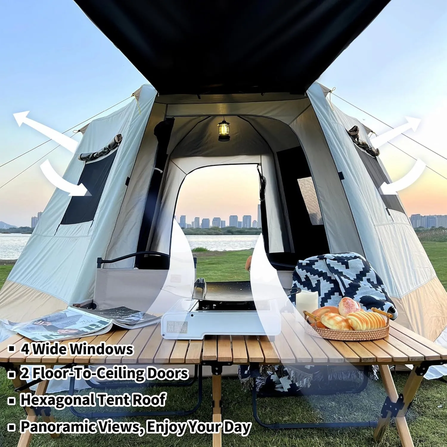Tent for Camping, 3-6 Person Family Tents with Spacious Interior, Waterproof Tent with Carry Bag for Family Camping Traveling Hiking Picnic
