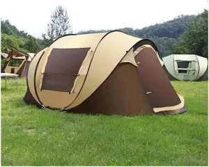 Tent One-Key Quick-Open Full-Automatic Tent Outdoor Quick-Open 3-4 People Thick Rainproof Single Outdoor Camping Camping Tent Outdoor Family Tent (Color : Yellow) (Yellow)