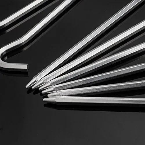 Tent Pegs-Aluminum Tent Stakes Pegs w/ Hook-7’’ Hexagon Rod Stakes Nail