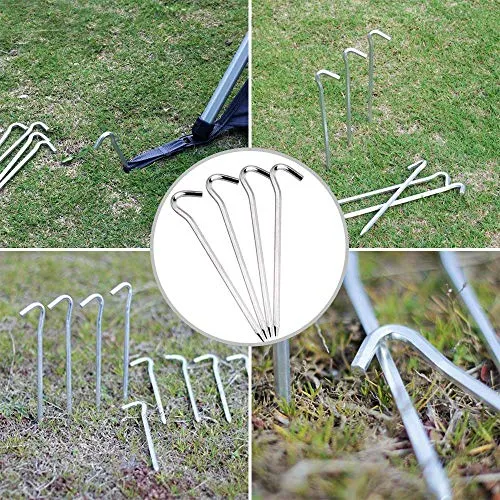 Tent Pegs-Aluminum Tent Stakes Pegs w/ Hook-7’’ Hexagon Rod Stakes Nail