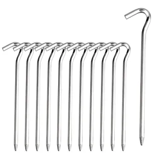 Tent Pegs-Aluminum Tent Stakes Pegs w/ Hook-7’’ Hexagon Rod Stakes Nail