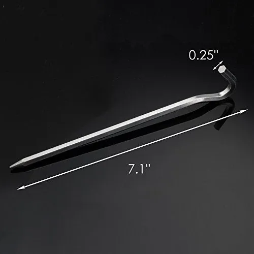 Tent Pegs-Aluminum Tent Stakes Pegs w/ Hook-7’’ Hexagon Rod Stakes Nail