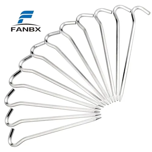 Tent Pegs-Aluminum Tent Stakes Pegs w/ Hook-7’’ Hexagon Rod Stakes Nail