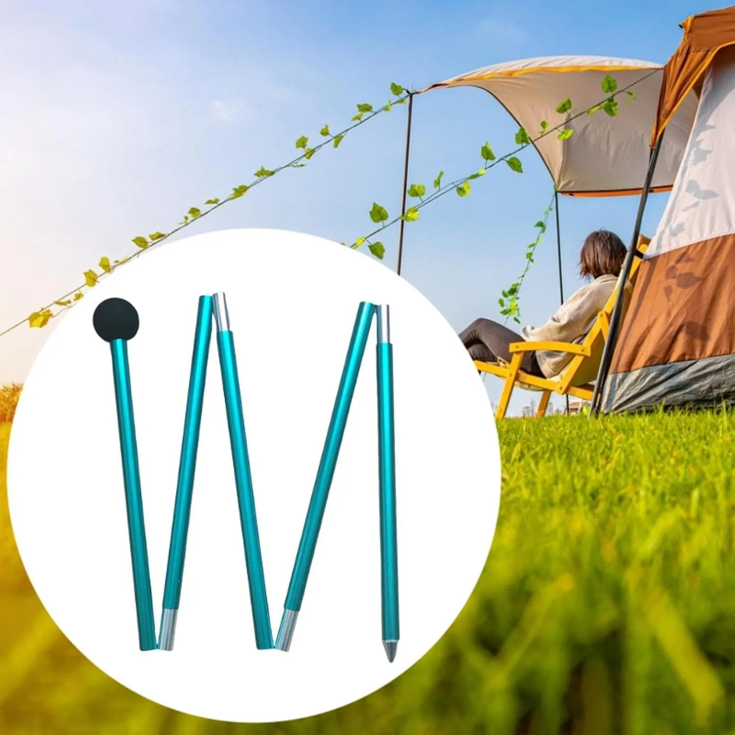 Tent Pole Tent Rod Bracket Five Sections Multifunctional Support Shelter Building 2M Tarp Pole
