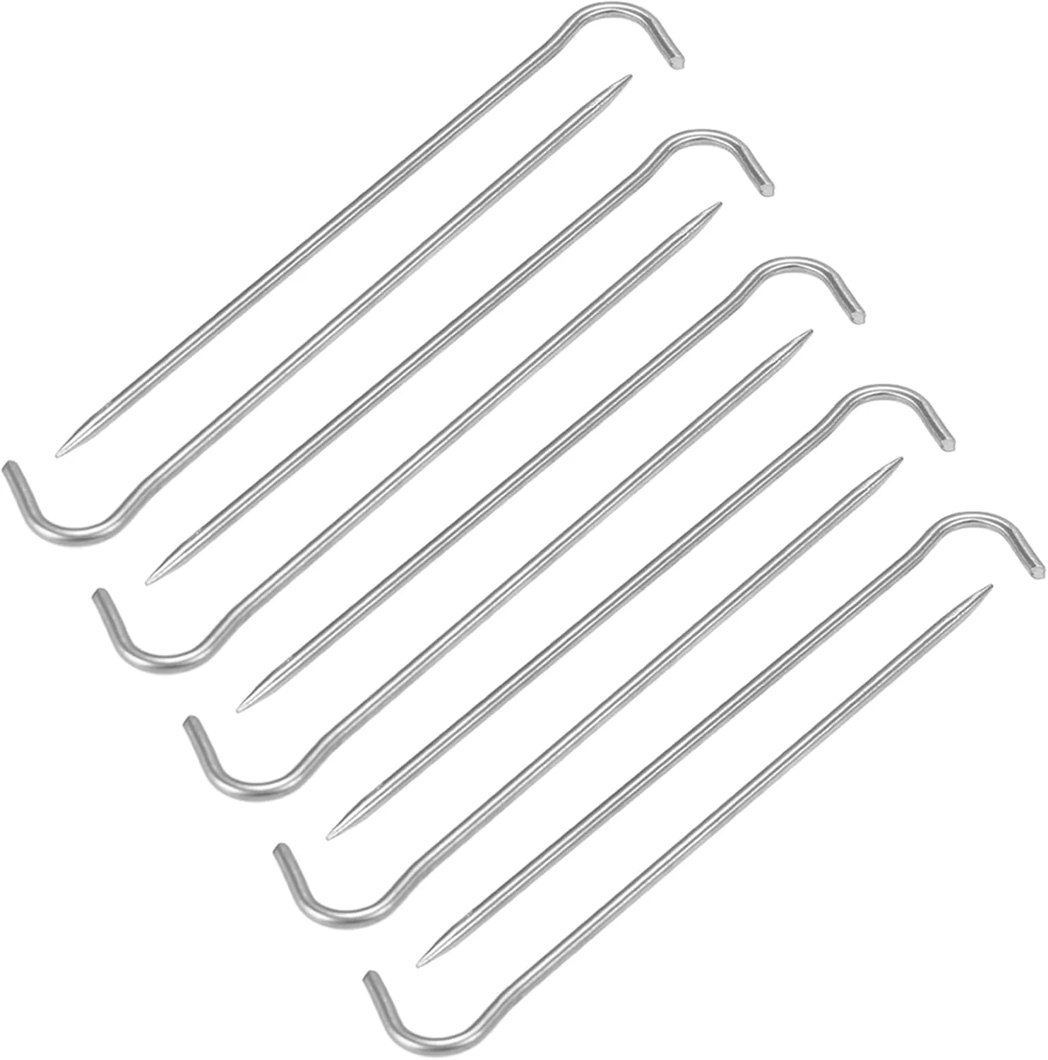 Tent Stakes 6 Pack Pegs with Hook, 8g Stake Camping Tarp Canopy Anchoring (10)